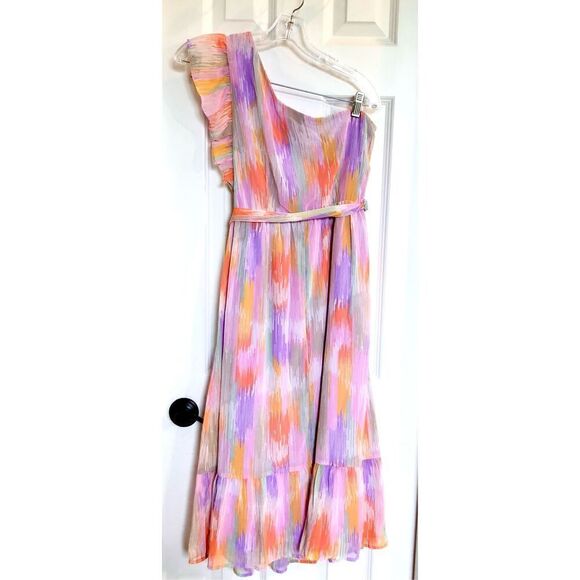 AQUA - NWT - 🎉3 X HP🎉 L Sz Small One-Shoulder Spring Print Midi Dress. ADORBS! - Picture 7 of 16